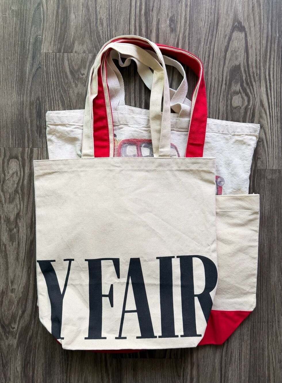 Vanity Fair Magazine Canvas Logo Tote Bag with Red Accents